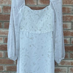 Wilfred Long Sheer Sleeves Babydoll Dress Women’s 2 White Floral Smocked Fairy Photo 0