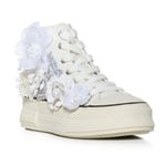 AZALEA WANG Penny Lane Flower Embellished platform canvas Sneaker White size 6 Photo 1