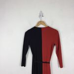 ZARA Red Black Colorblock Stretch Jersey Wrap Midi Dress Small Photo 10