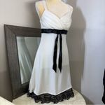 My Michelle  White and Black Pleated Wrap midi dress Photo 10