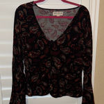 Idyllwind  Black and Red Floral Blouse Photo 0