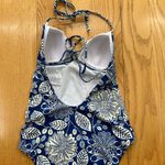 Boden Symi String Swimsuit One Piece Gardenia Swirl Size 6L Long Halterneck Blue Photo 6