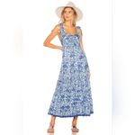 Free People Kikas Blue And White Floral Tie Shoulder Maxi Dress Size Medium Photo 12