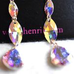 NIP Henri's Jim Ball Design Ballroom Swarovski Iridescent Crystal Post Earrings Silver Photo 2