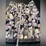 T21 Silk Wool Purple Cream Floral Black Pleated A Line Skirt Women’s Size 8 Photo 7