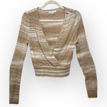 American Eagle  Brown Ombre Ribbed Wrap Knit Top Soft Girl Cozy Minimalist L Photo 0