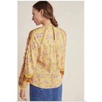 Anthropologie Maeve Goldie Embroidered Cross Stitch Yellow Blouse Size US 0 Boho Photo 7