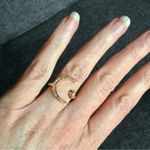 Gold + Rhinestone Moon + Star Cuff Fashion Ring, Size 8 Photo 8