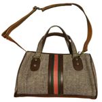 Vintage 70s Canvas Stripe Satchel Crossbody Bag Brown Tan Top Handle speedy Photo 0