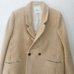 ANINE BING Oversized Fishbone Blazer Tan/White Herringbone Print Size Large Photo 2