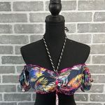 Multicolored Crop Tie Front Bikini Top Women’s Size Small Black Photo 0