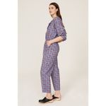 Rachel Comey  Holt Geometric Print Purple Blue Puff Sleeve Ankle Jumpsuit Size 4 Photo 1