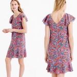 J.Crew  Ruffle Paisley Silk Shift Dress Multi Color 0‎ Photo 1