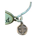 Inspirational "I Am Blessed" Oval Charm Bangle Bracelet Religious Cross Pendant Silver Photo 2