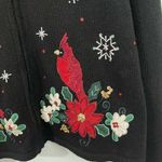 Dress Barn Vintage Women's Black Cardinals Embellished Holiday Sweater Size L Photo 5