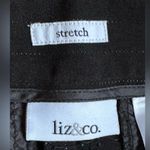 Liz & Co .Stretch Black Silver PinStripes Dress Pants Sz 6. 1 Button 2 Hook Clips Photo 4