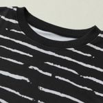 NEW Black Long Sleeve Casual Crewneck Top with White Abstract Stripes Size L Photo 10