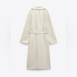 ZARA New Ivory Belted Linen Blend Lapel Collar Christmas Holiday Trench Sz M Photo 7