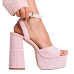 Lulus Lulu’s Pink Tweed Sandals(Size 10) Photo 0