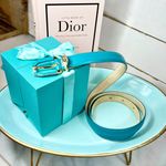 Christian Dior Teal Skinny Leather Vintage Logo Belt Photo 5