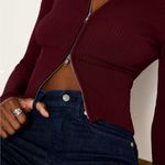 Good American Virgo Rib Zip Front Sweater In OXBlood Photo 2