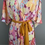 Unique Vintage New Smiley Movement Maxi Size M Kimono Wrap Dress Short Sleeve Photo 4