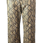 ZARA  Womens Brown Snakeskin Faux Leather High Rise Wide Leg Trousers Pants Sz XS Photo 0