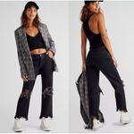 Free People  Distressed Maggie Mid Rise Straight Leg Jeans Black Ankle Size 26 Photo 1