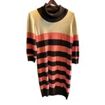 Escada Sport Women XL Striped Turtleneck Sweater Dress Coral Black Beige wool Pink Photo 7