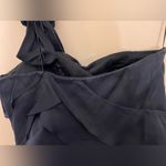 Rickie Freeman Teri Jon Navy Ruffle Tiered Formal Gown w/ Rosette Bow Strap Photo 3