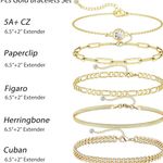 Gold Bracelets for Women, 14K Real Gold Jewelry Sets for Women Cute Tennis Beaded Bracelets for Women Photo 3