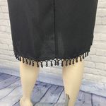 Vintage 80s Black Beaded Fringe Shawl Collar Cocktail Party Shift Dress M Photo 7