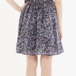 Madewell Silk Blue Shirtdress Newsprint Floral Above Knee Button Dress size 8 Photo 1