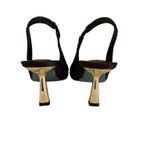 Betsey Johnson Black Rhinestone Slingback Kitten Heels with Silver Heels Size 6.5 Photo 1