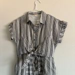 Polagram NWT Bohme Boutique 100% Cotton Button Down Midi Dress Size Small Stripped Blue Photo 0