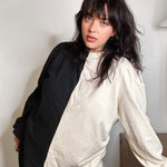 Selva Negra‎ Wabi Two Tone Sweatshirt Top Size L Black Cream Crewneck Cotton Size L Photo 0