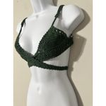 Handmade She Made Me Cotton Crochet Halter Wrap Top Green Boho Bikini Sz M/L Size M Photo 2