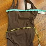 Michael Kors Signature Solids Logo Chain One Piece Swimsuit Photo 4