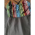 Lush Clothing Shine and Dandy Black Multi Rainbow Sequin Jumpsuit Size Small Photo 4
