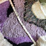 Vintage 80s Sweater Rocker Statement Multimedia Geometric Funky Unique Fluffy Purple Size L Photo 4