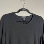 Eileen Fisher  Jersey Knit Tunic‎ Top 3/4 Sleeve Stretchy Black Sharkbite Hem PM Photo 1