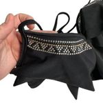 PINK - Victoria's Secret Victoria’s Secret PINK Black Push Up Ruffle Studded Rhinestone Cheeky Bikini Photo 2