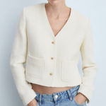 Mango  V-Neck Tweed Jacket Photo 0
