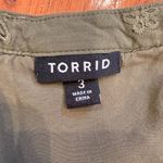 Torrid  Eyelet Peplum Blouse Olive Green Size 3 Photo 3