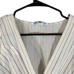 ZARA  White Striped V-Neck Kimono Sleeve Accordion Trim Cropped Top Women Sz S Photo 5