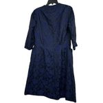 1950s Handmade Navy Floral Brocade Dress Coat Couture Saks Fifth Ave Seamstress Blue Size M Photo 5