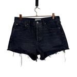 AGOLDE Parker Ultra High Rise Denim Cut Off Shorts in Oxford Black Anthropologie Photo 1