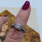 1.75 Ct Halo Round Cut Cz Black Stainless Steel Wedding Ring Size 8 Gold Photo 6