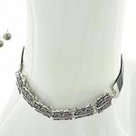 SILVER TONE BLACK LEATHERETTE CHOKER SET Photo 0