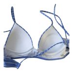 Shade & Shore Women's Ribbed Long Line Triangle Bikini Top Light Blue Stripe 34B Photo 8